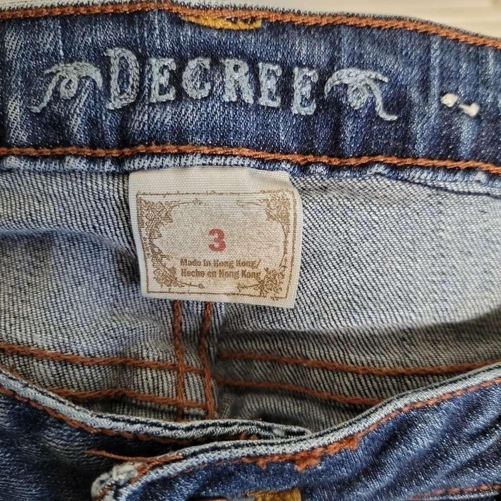 Decree Blue Jean‎ Denim Flap Back Pocket Bermuda Long Shorts Size 3